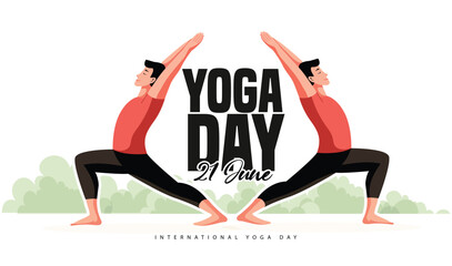 Celebrating International Yoga Day with individuals practicing yoga in different asanas, symbolizing fitness and mindfulness