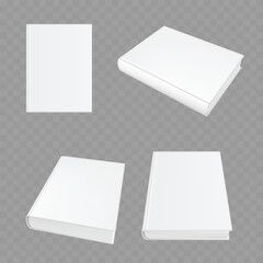Blank White Book Mockup Hardcover Perspective View Set Vector