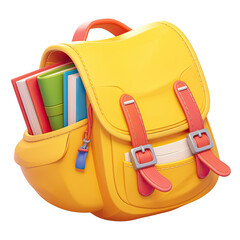 3d school backpack. Back to school and education concept.