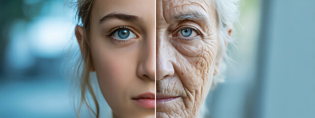 Youthful skin versus aged skin comparison