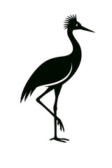 Obraz premium Crane bird full body, white background, monochrome black, flat vector illustration, illustrator style