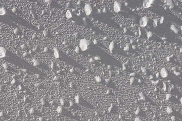 water droplets on white woodplank, background or texture overlay