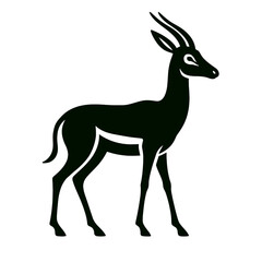 Gazelle full body, white background, monochrome black, flat vector illustration, illustrator style