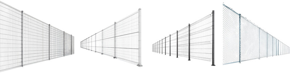Durable, modern fencing systems showcasing high-quality materials, featuring sleek lines and robust designs for enhanced security in residential and commercial applications