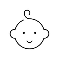 Happy little boy head icon. Simple outline style. Line symbol isolated. Face of baby boy.