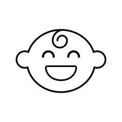 Happy little boy head icon. Simple outline style. Line symbol isolated. Face of baby boy.