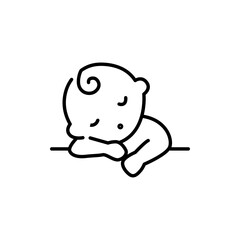 Fototapeta premium Baby sleep line icon. baby sleeping on the table. Simple outline style.