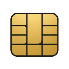 Gold Credit Card Chip Icon – Transparent Background