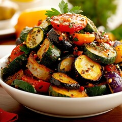 Delicious Roasted Summer Vegetables Zucchini, Tomatoes, and Eggplant