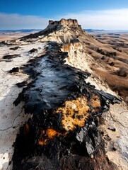 Stark Beauty  A Dramatic Landscape of Eroded Buttes and Dark Sedimentary Deposits