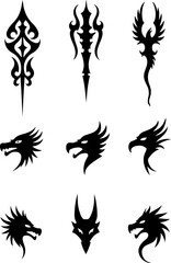 Tribal Dragon Tattoo Designs Collection vector