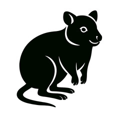 Quokka full body, white background, monochrome black, flat vector illustration, illustrator style