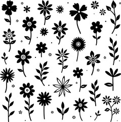 Black and White Floral Pattern ornament  vector
