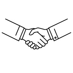 Fototapeta premium Two hands shaking in a simple line art style 