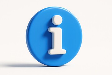3D Render of a Blue Circle with a White Information Icon on a White Background for Guidance