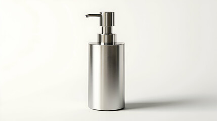 Soap Dispenser Metal Silver Isolated Clean Minimalist Style Liquid Container Bathroom Accessory Home Decor