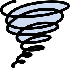 A dramatic hand-drawn tornado swirl icon in pastel tones. Suitable for storm alerts, emergency visuals, and powerful weather symbols.