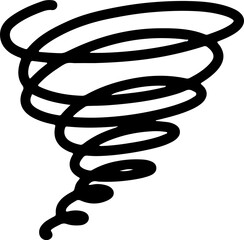 A dramatic hand-drawn tornado swirl icon in pastel tones. Suitable for storm alerts, emergency visuals, and powerful weather symbols.