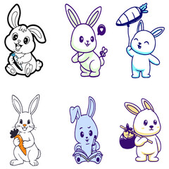 set of easter rabbits