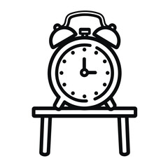 Analog clock ticking above desk, time management concept