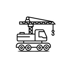 Outline of a construction crane on wheels with a hook  