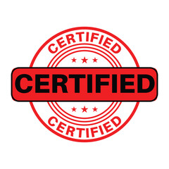 Certified stamp icon or seal design with bold text and circular badge shape. Ideal for use in business documents, quality assurance labels, official certifications, and guarantee graphics.