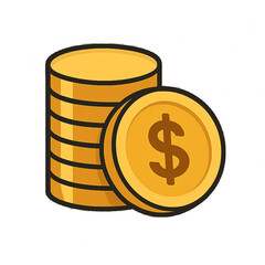 Stack of Dollar Coins Icon – Transparent Background
