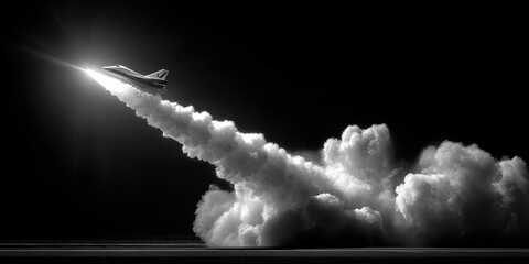 Hypersonic missile launching into space leaving smoke trail