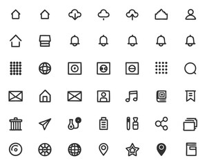 Vector ui icon set for web and mobile app design user interface elements minimalist style outline symbols