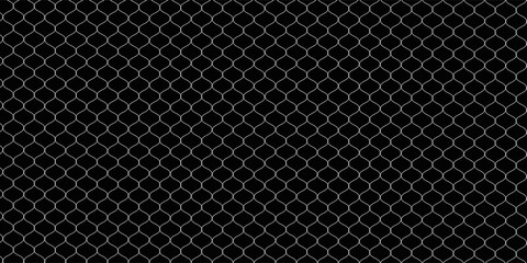 Fishing net seamless pattern. Soccer and football gates mesh. Fishnet texture. Basketball hoop and hockey net pattern. Sportswear texture. Chain link fence. Vector illustration on black background © Yanto