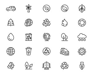 Environmental sustainability icons set vector illustration climate change and green energy resources concept