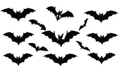 Creepy bats flying in the halloween night background	vector.