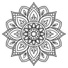 Decorative circular mandala featuring geometric and floral elements