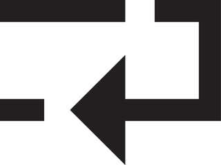 Black arrow pointing left intersecting with rectangle