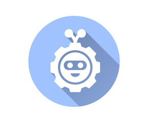 AI assistant flat icon. Simple illustration with long shadow for graphic and web design.