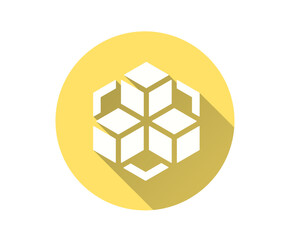 Blockchain flat icon. Simple illustration with long shadow for graphic and web design.