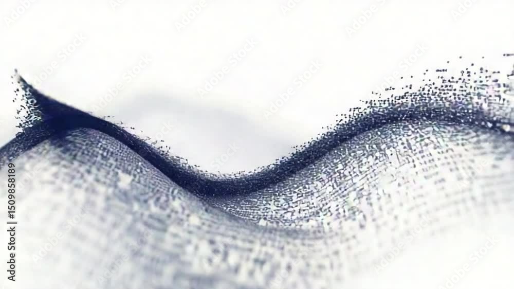 Poster digital wave: an ethereal digital rendering of fluid, undulating waves, representing data streams or