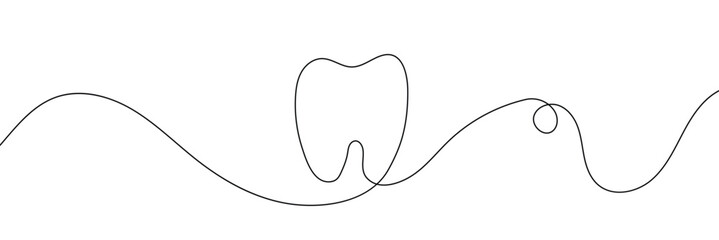 Continuous single line art of teeth and love shape, perfect for minimalist vector illustrations. Teeth and love shape illustration in single line art style, ideal for modern graphic designs.