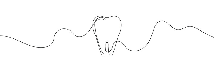 Continuous single line art of teeth and love shape, perfect for minimalist vector illustrations. Teeth and love shape illustration in single line art style, ideal for modern graphic designs.