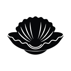 An oyster shell silhouette vector art illustration