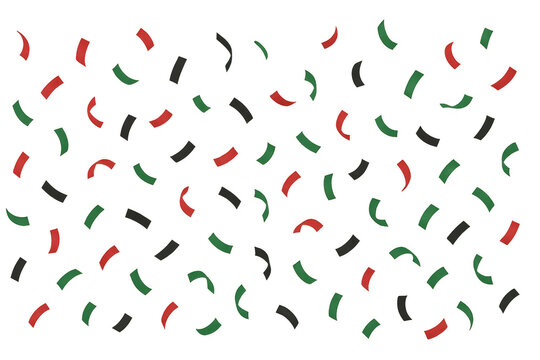 Red, green and black confetti falling on a transparent background, perfect for juneteenth celebrations or kwanzaa