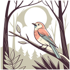 Cute macaw cartoon sitting on branch