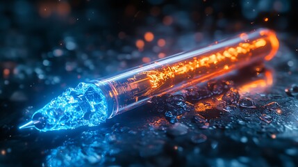 Glowing Pen Creating Fiery Lines High Resolution Illustration
