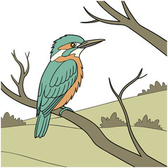 Cute macaw cartoon sitting on branch