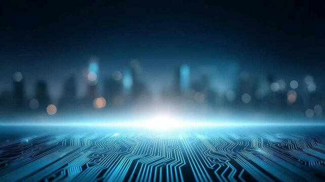 A technologically advanced city with continuously developing infrastructure. Beautiful lights radiating from the city in a stunning display.