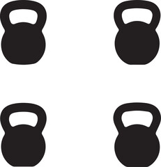 Kettlebell Silhouette Set Element Fitness on Transparent Background