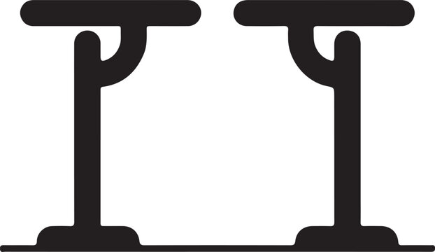 Minimalist Black Gymnastic Parallel Bars Icon on Transparent Background