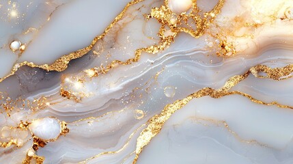 Elegant Abstract Marble Background with Gold and Gray Swirls