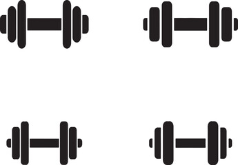 Dumbbell set in Minimalist Style, Black Weights for Exercise on Transparent