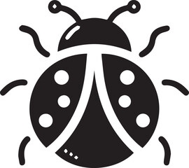 Minimalist Ladybug Silhouette Vector with Eight White Spots – Insect Illustration